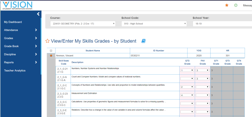 screenshot of Vision SIS